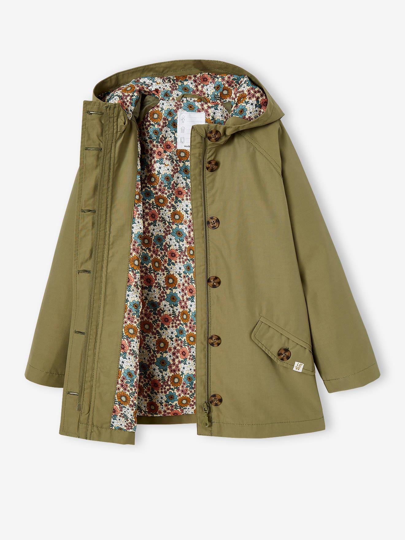 Trench à capuche mi-saison fille beige