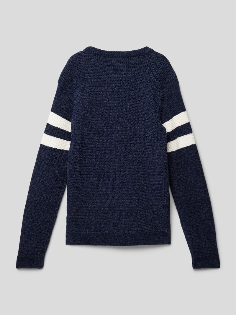 Strickpullover mit Label-Patch in blau