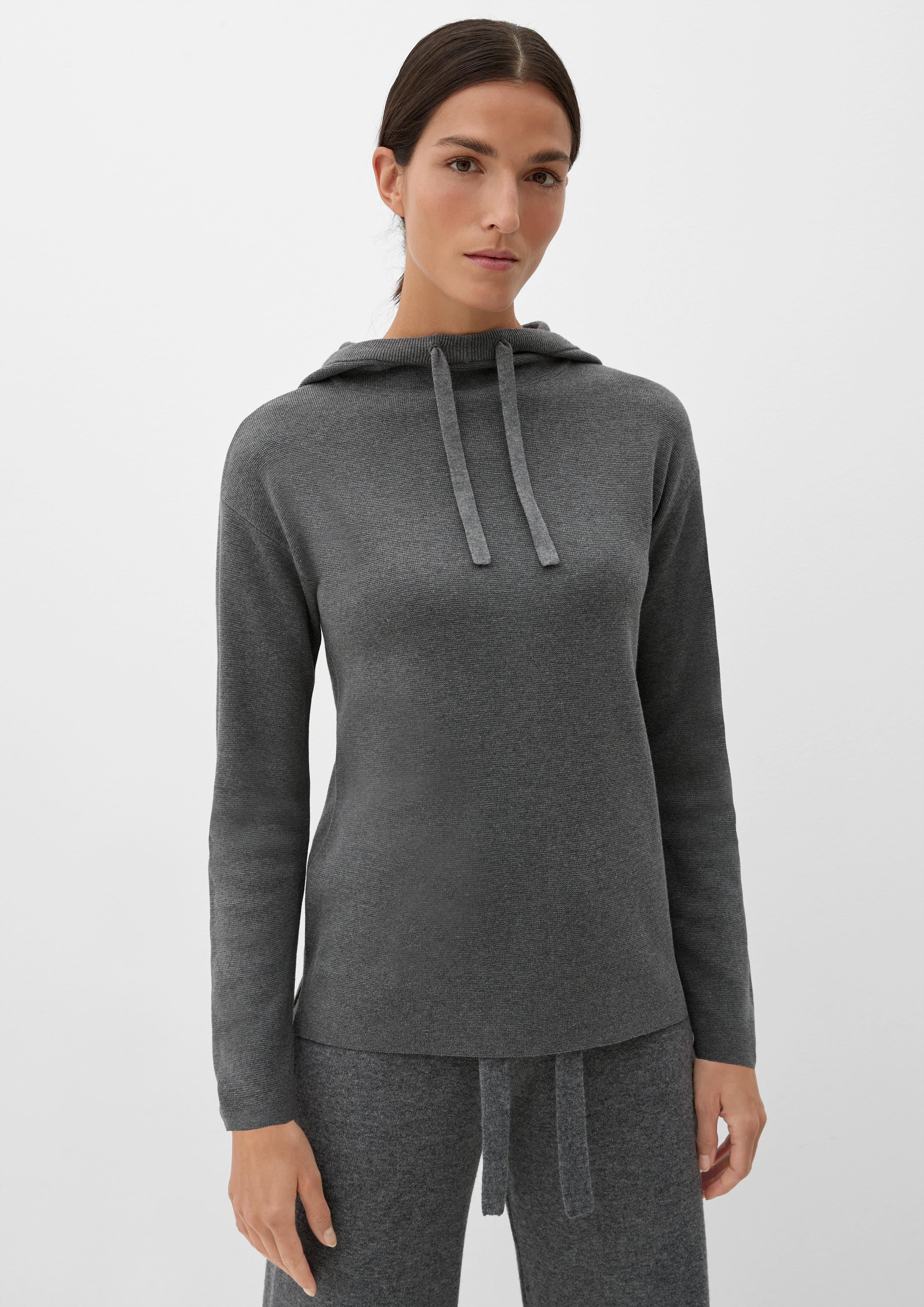 Strickhoodie mit geschlitztem Saum  2123883-9730