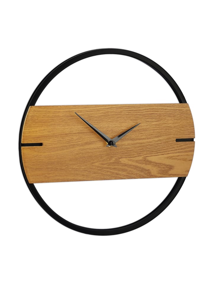 relaxdays Wanduhr in Braun/ Schwarz - Ø 30 cm günstig kaufen onesize