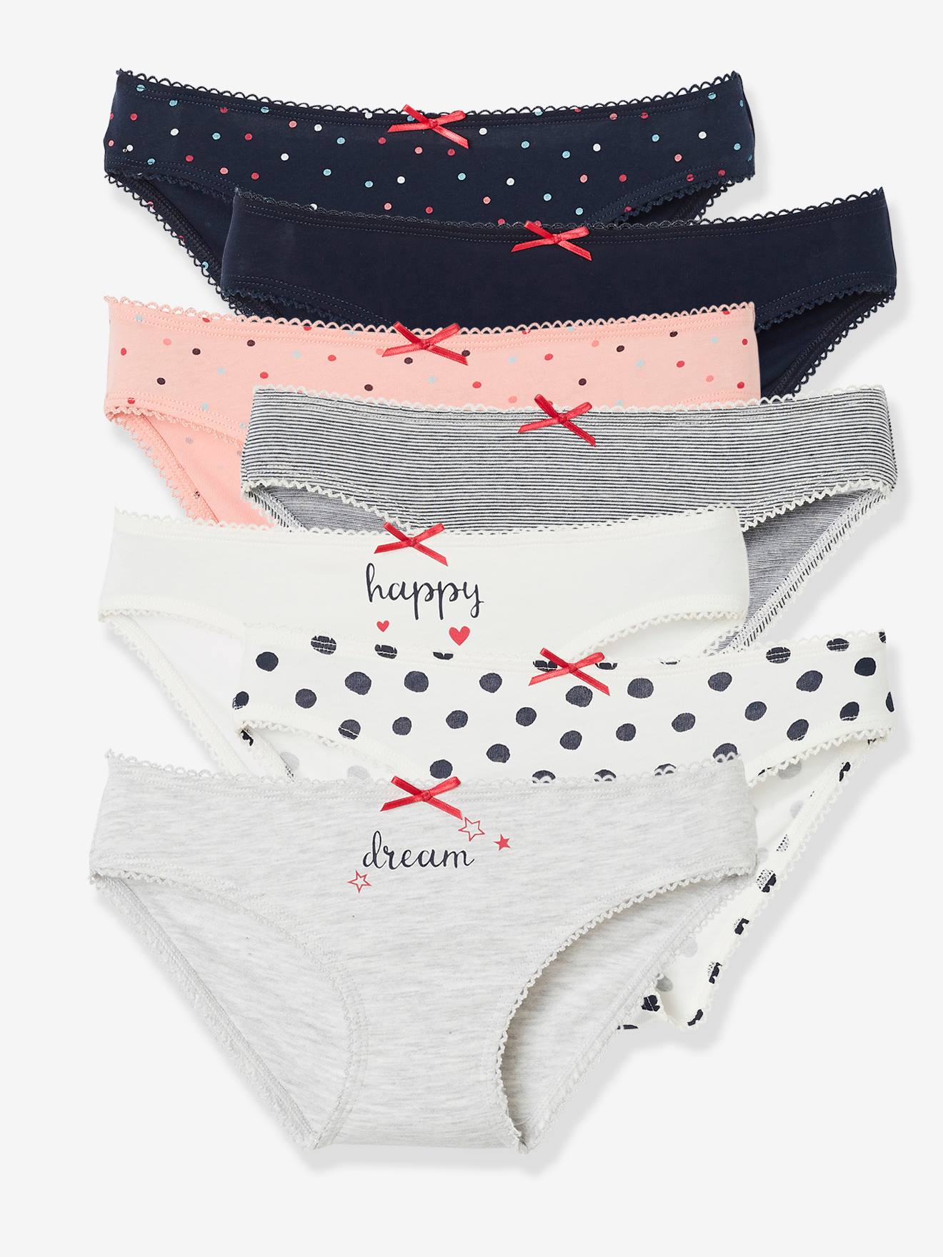 Lot de 7 culottes fille semainier BASICS lot ivoire