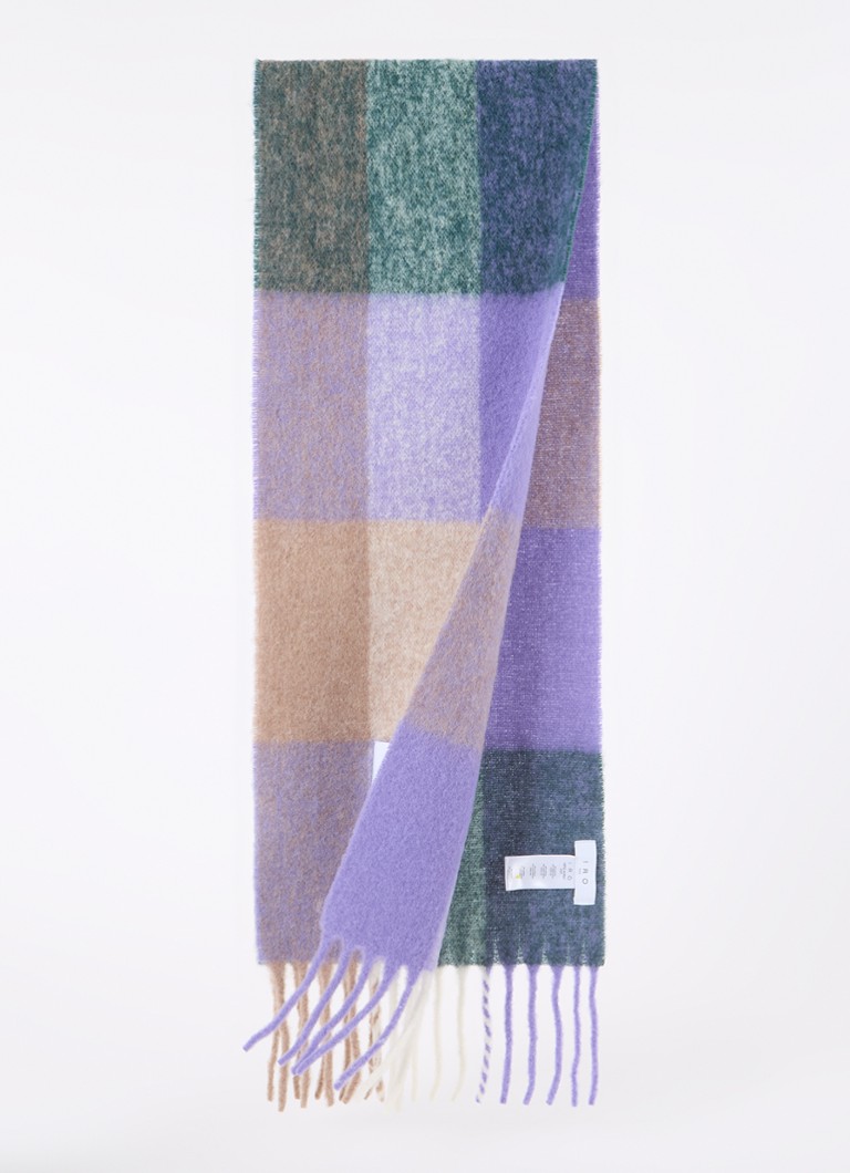Eșarfă IRO Auray din amestec de lână alpaca cu imprimeu în carouri, 210 x 35 cm