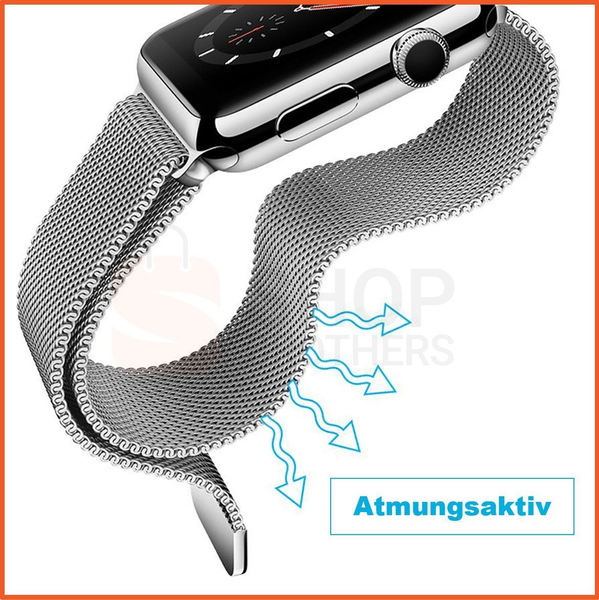 Shopbrothers Smartwatch-Armband Edelstahl Milanese Magnetisch Armband Mesh Gewebe, Leicht, Magnetisch, Dünn