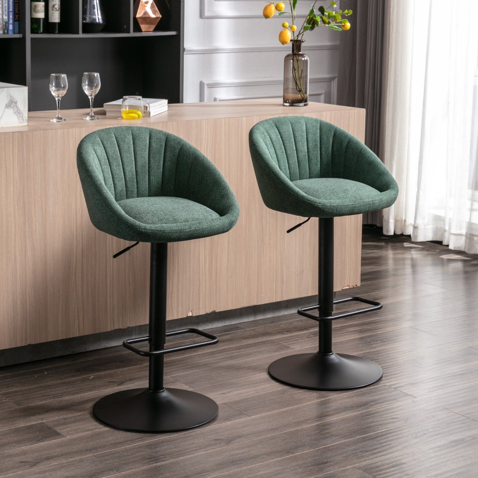 WAHSON OFFICE CHAIRS Barhocker 2er Set Barstuhl aus Stoff Tresenhocker