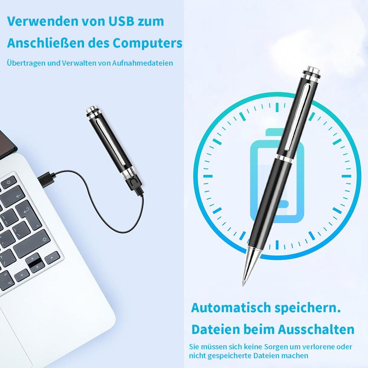 Yoyaxi 64GB Sprachrekorder, 23 Stunden Batterielaufzeit, Sprachaktivierung tragbarer CD-Player (intelligente Geräuschreduzierung, Dateiübertragung auf den Computer)