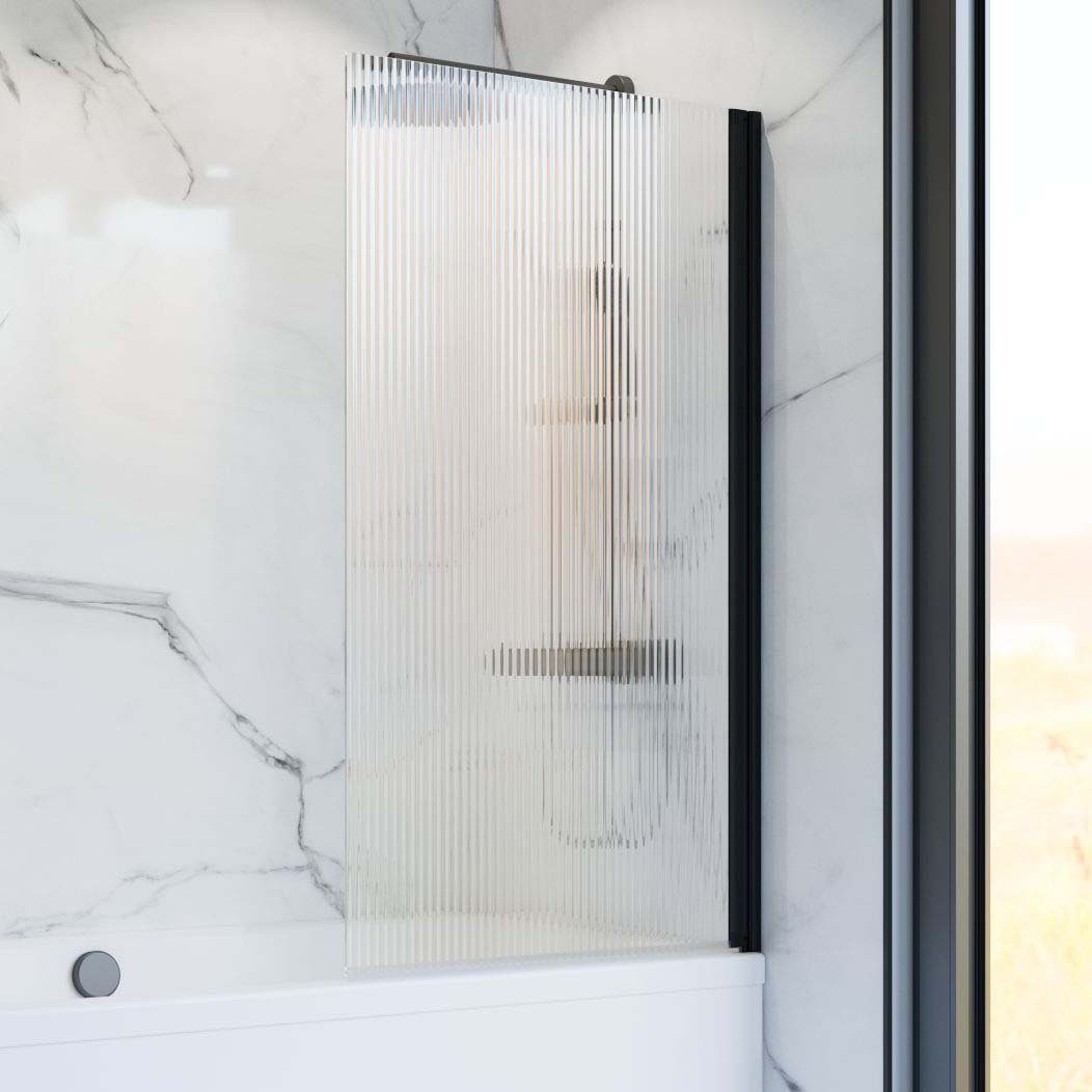Schulte Badewannenaufsatz Black Style, 4 mm Sicherheitsglas, (1 tlg), BxH: 80 x 140 cm, Dekor Factory, pendelbar