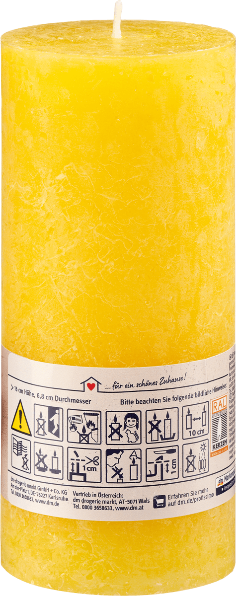 Kerze rustik 160/68 gelb, 1 St