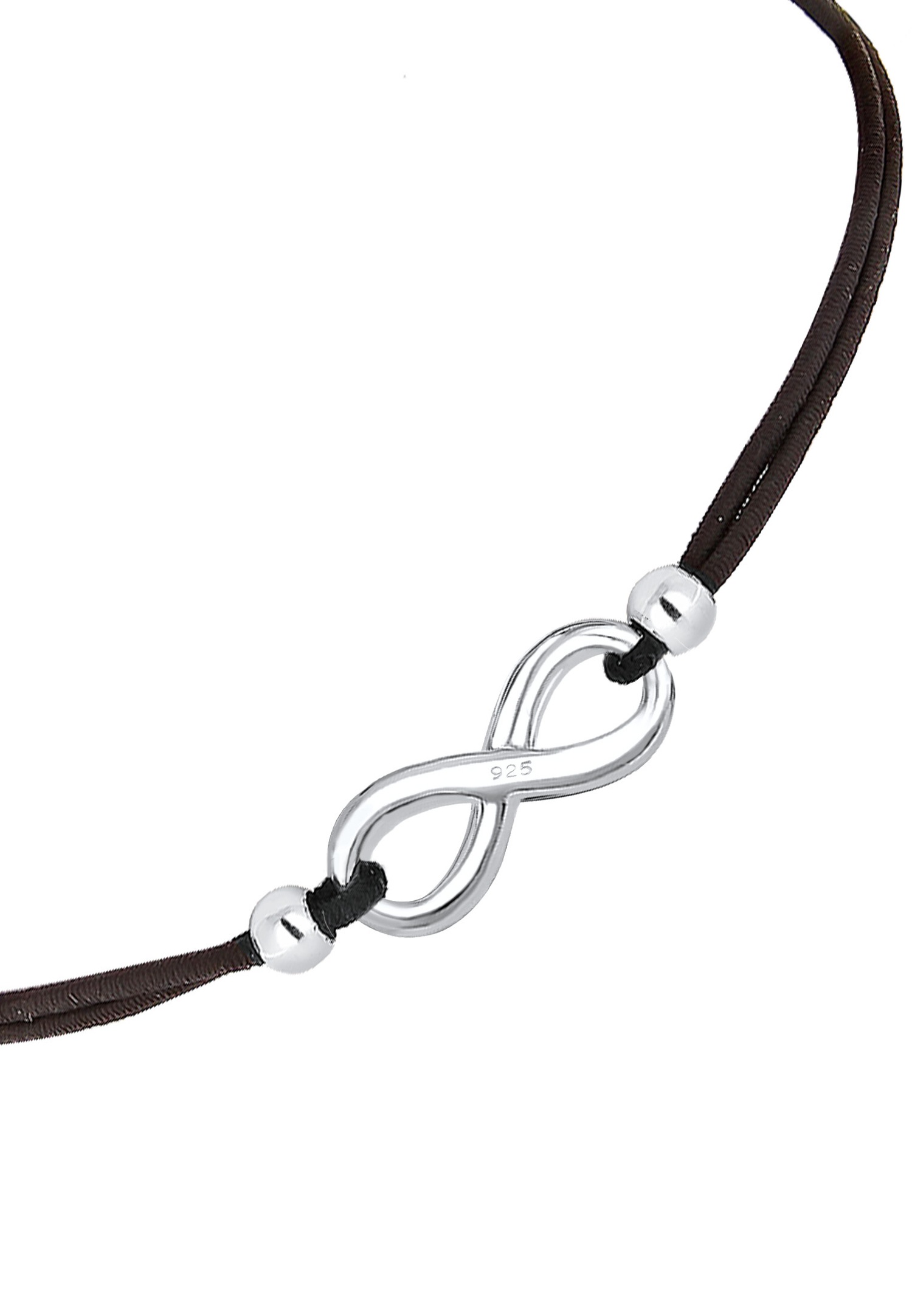 Elli Mujer, Símbolo del Infinito, Elástico Negro en Plata de Ley 925