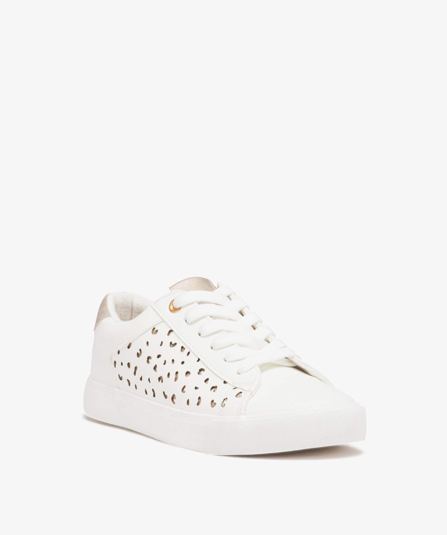 Baskets à détails dorés femme blanc | GEMO