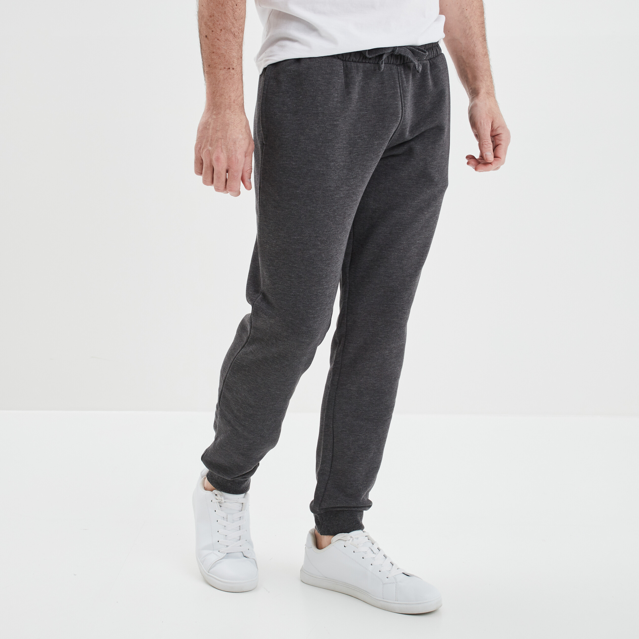 Jogging droit molleton gris foncé homme | La Halle