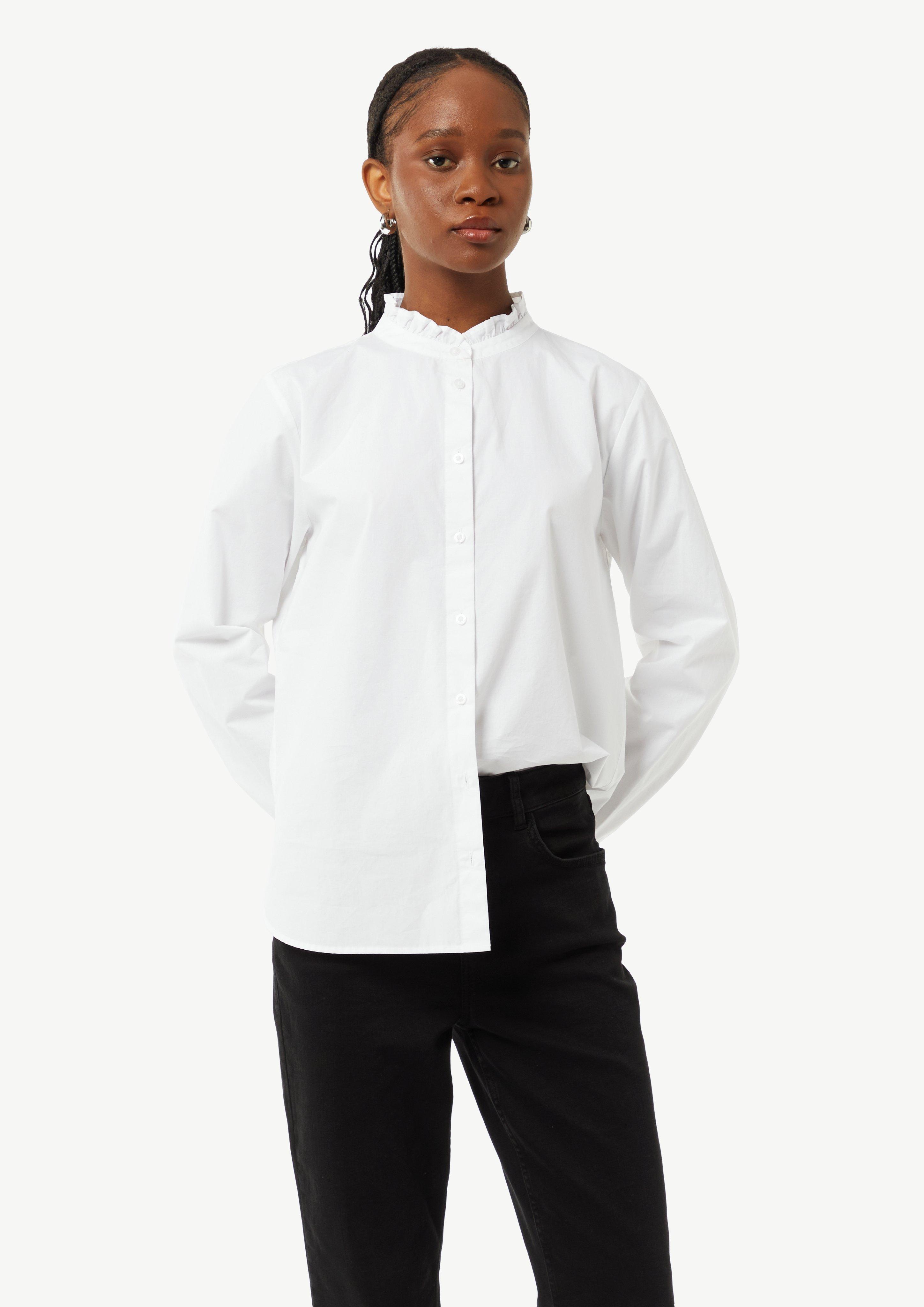 Bluse aus Popeline mit Rüschen-Details - weiß