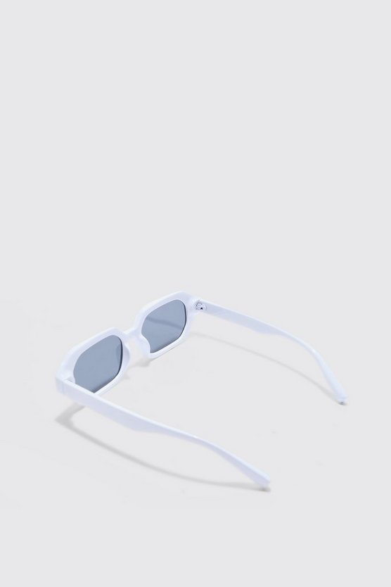 Klobige sechseckige Sonnenbrille in Weiß
