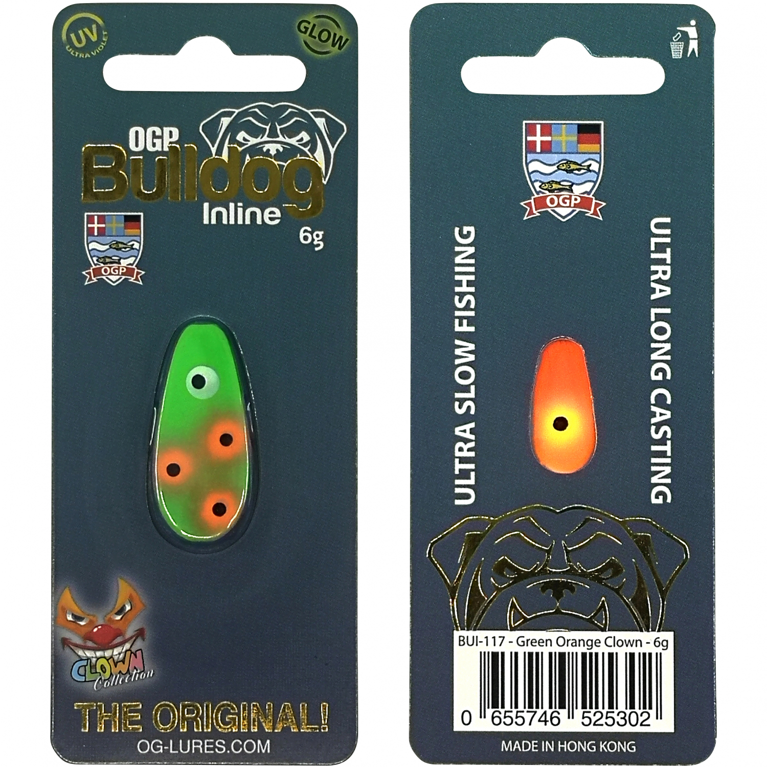 OGP Kunstköder Bulldog Inline (Green Orange Clown)