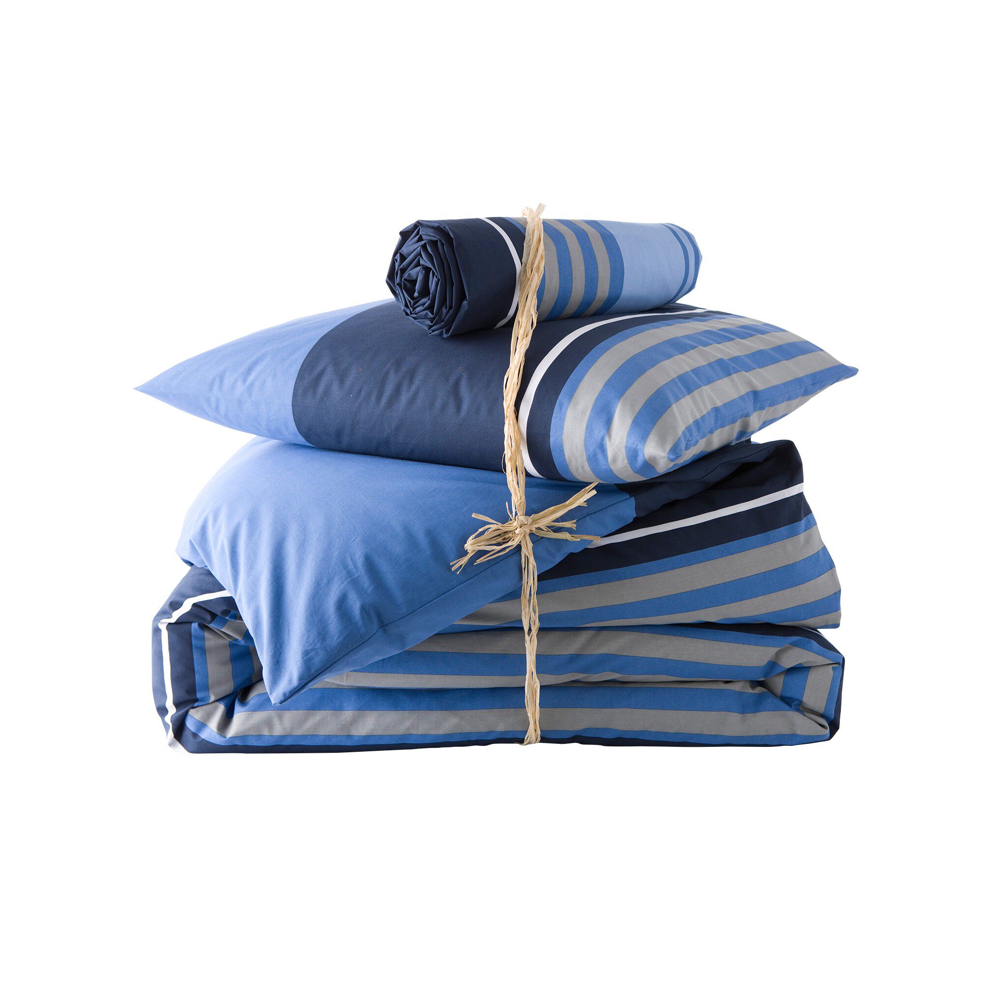 Linge de lit Détroit en coton imprimé rayures