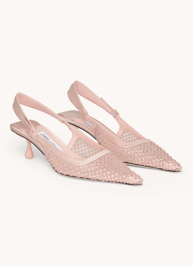 Jimmy Choo Amel 50 satin slingback with lambskin details