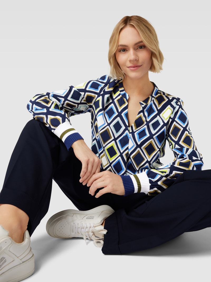 Blusenshirt mit Allover-Muster in marineblau