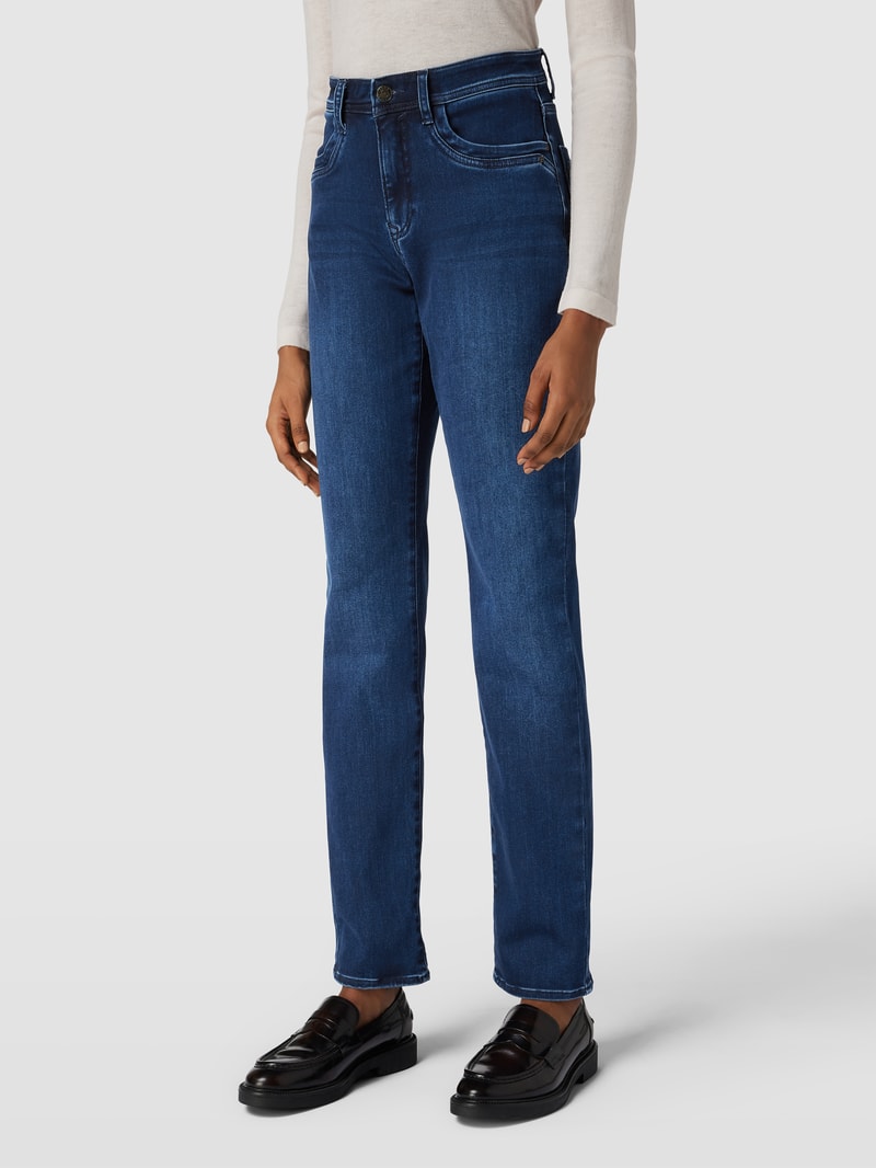 Jeans im unifarbenen Design Modell 'Carola' in marineblau