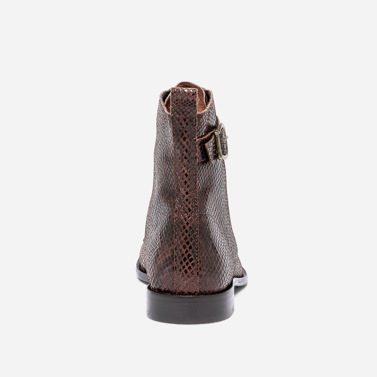 Bottine cognac cuir effet python