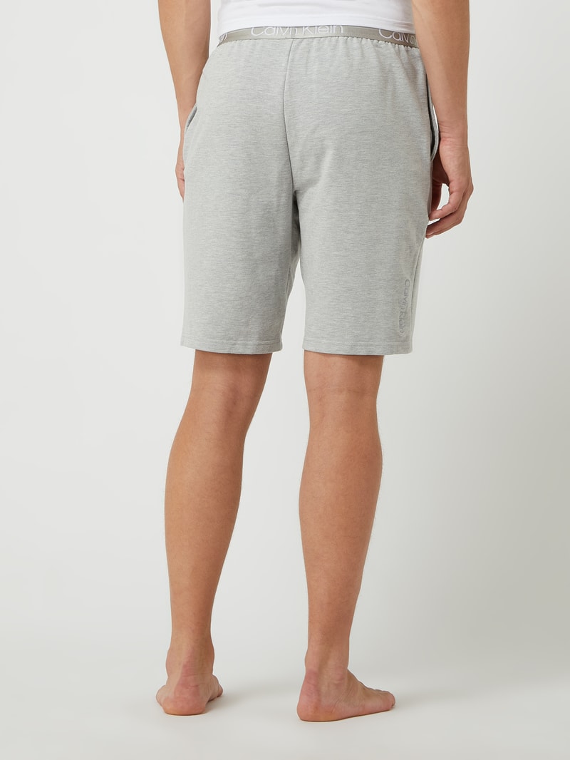 Sweatshorts mit Logo-Bund in mittelgrau meliert