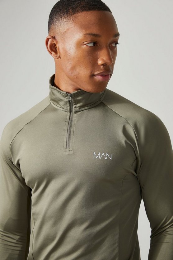 Muscle-Fit Gym Raglan Muscle-Fit Oberteil mit 1/4 Reißverschluss