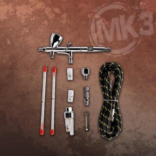 MK3 Airbrush Double-Action Einsteigerset mit Air Control, 0,2mm & 0,3mm Düsen + Filter