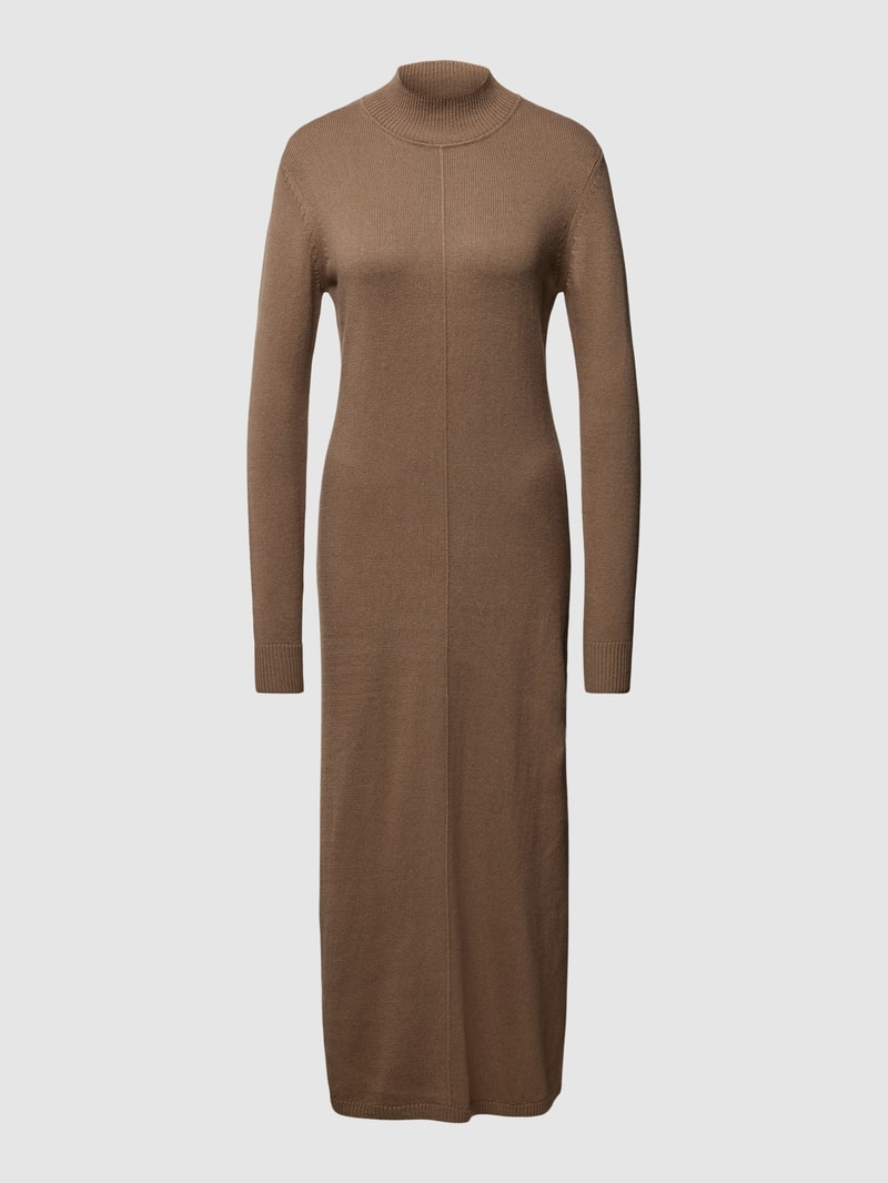 Strickkleid mit Stehkragen in khaki