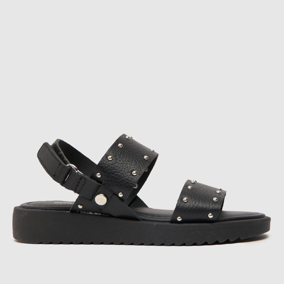 schuh svarta teach-lädersandaler för flickor