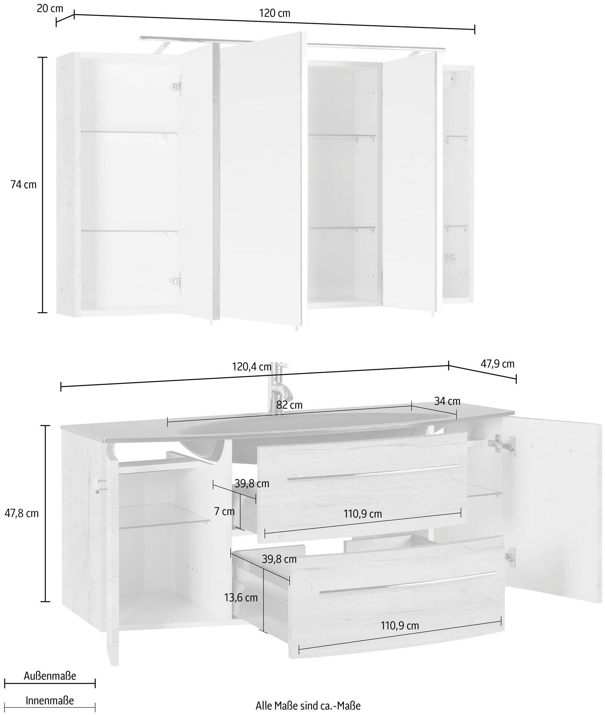 MARLIN Badmöbel-Set 3040, (2-St), Breite 120 cm