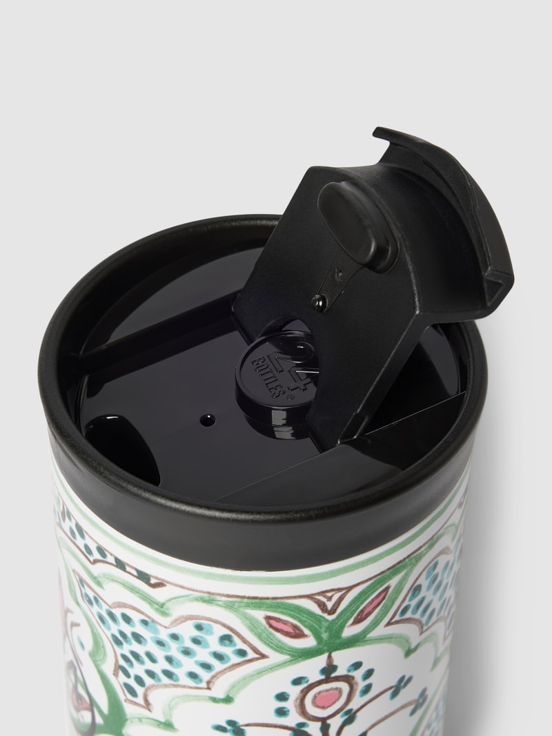 Kaffeebecher mit Allover-Muster Modell 'Travel Tumbler' in blau