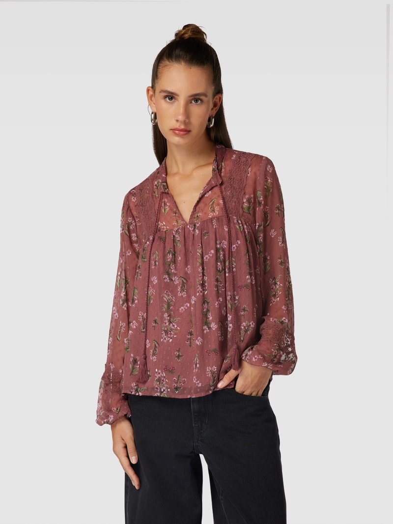 Bluse mit Schlüsselloch-Ausschnitt Modell 'TESSA ELIZA' in rosa