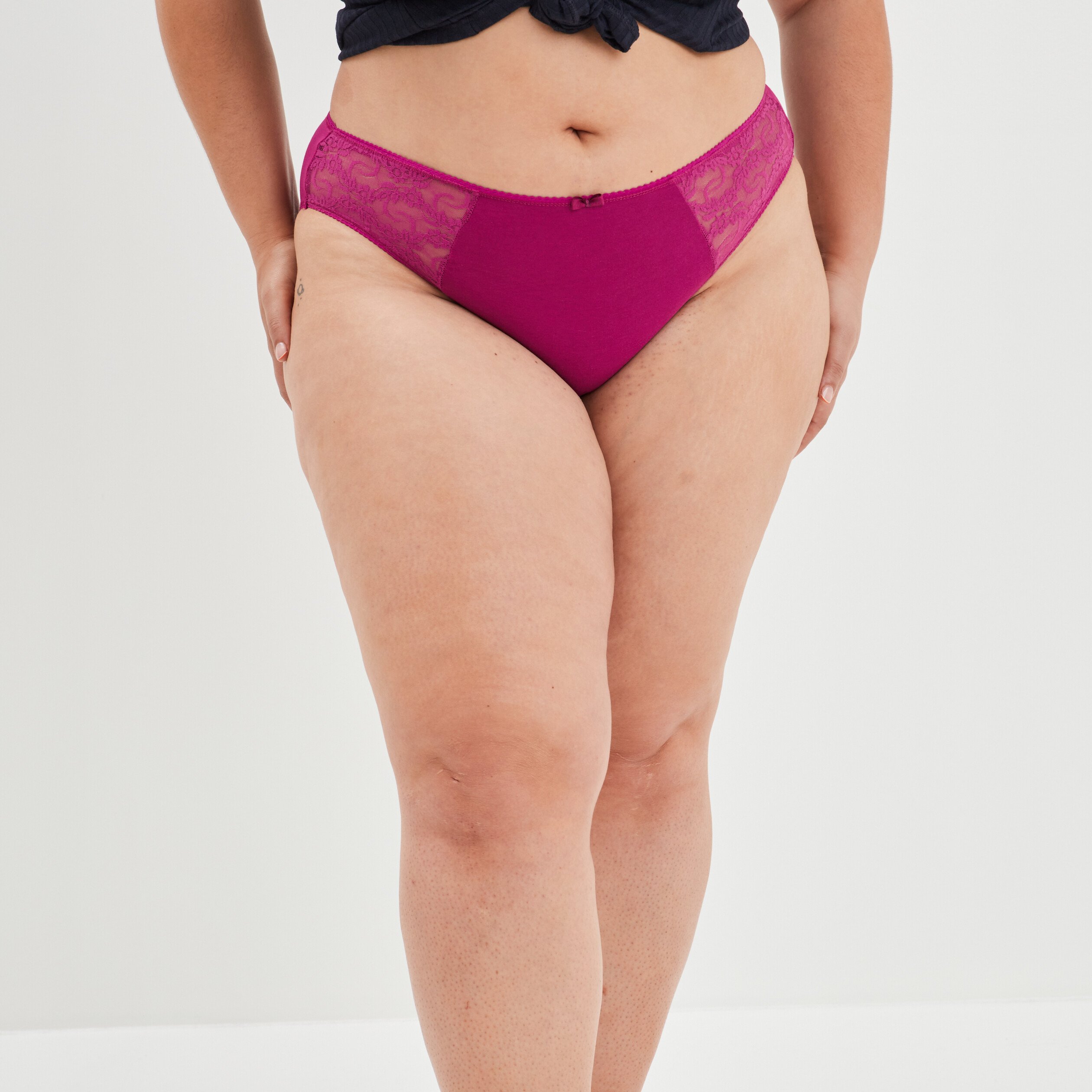 Culotte empiècements dentelle violet femme grande taille | La Halle