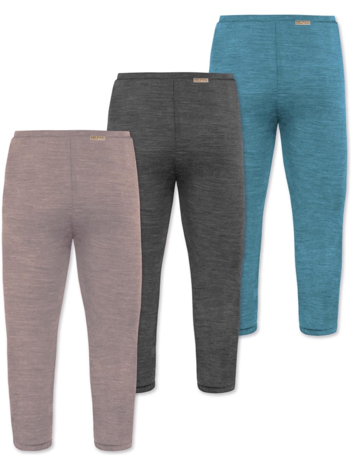 Normani Outdoor Sports 3er Pack Baby Merino Unterhose mit Füßen in Blau/Anthrazit/Rosa günstig kaufen