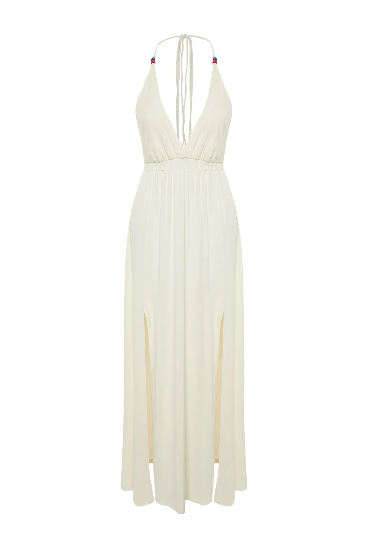 Trendyol Collection  Braut-Strandkleid mit Maxi-Strickperlen-Accessoire in Ecru TBESS21EL2796