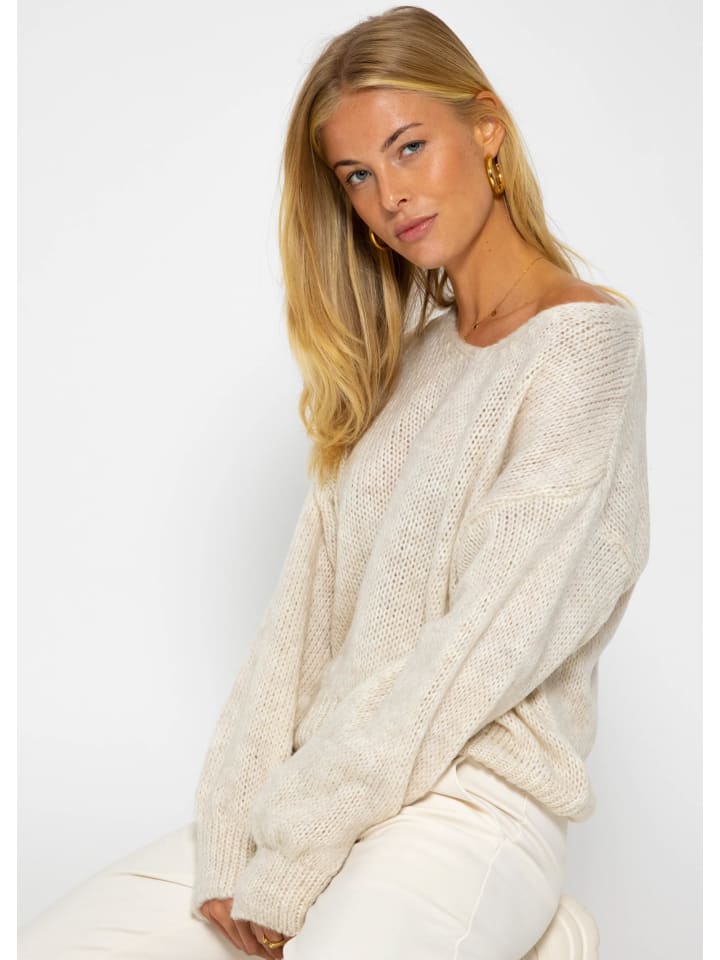 SASSYCLASSY Pullover mit V-Ausschnitt in beige günstig kaufen