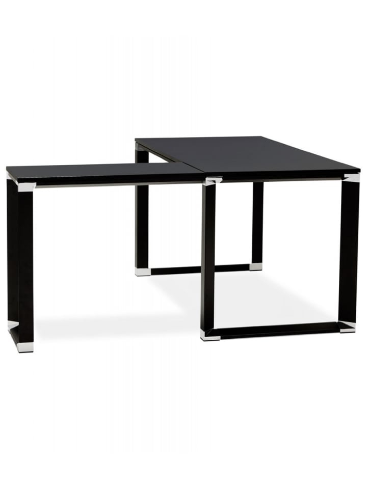KADIMA DESIGN Eckschreibtisch Industriedesign Holz Metall | Schwarzes Modell in Schwarz günstig kaufen