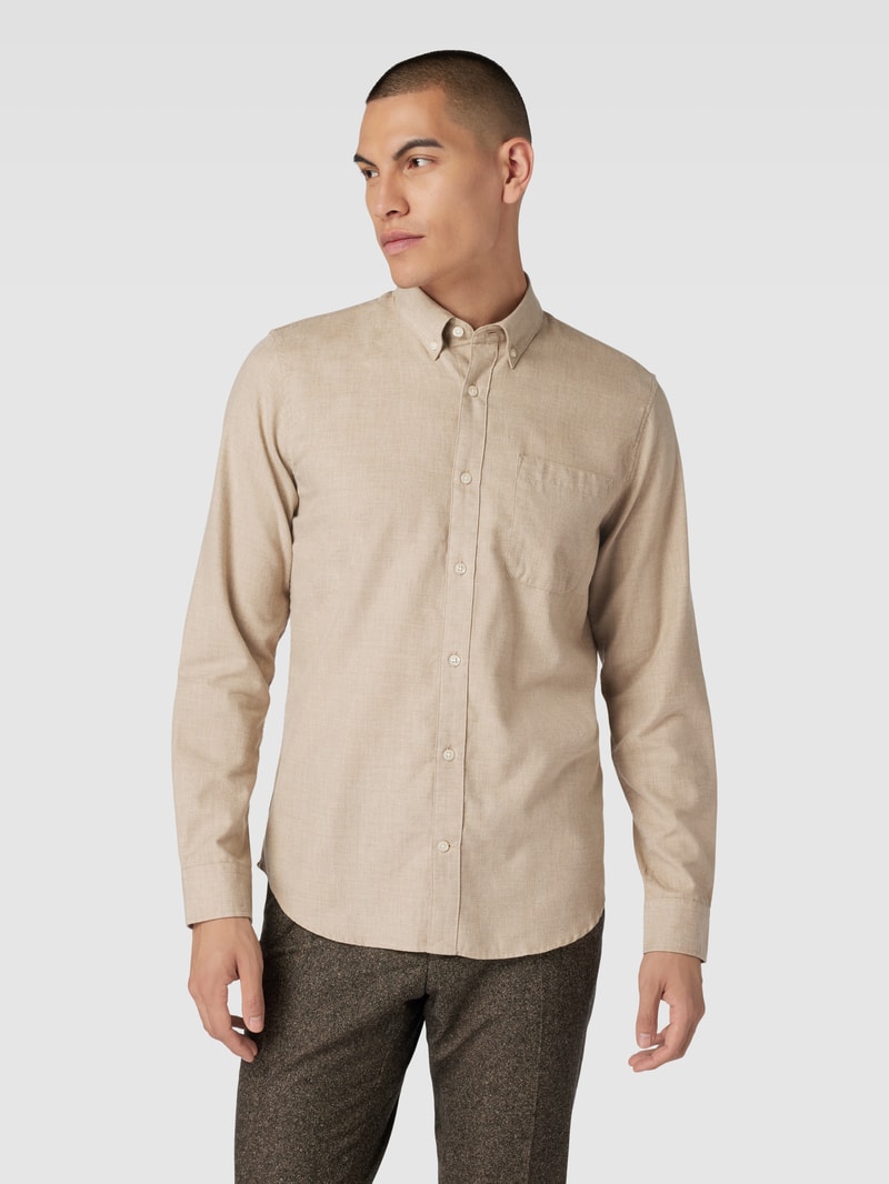 Freizeithemd mit Under-Button-Down-Kragen Modell 'trostol' in taupe
