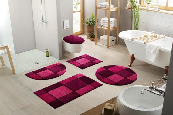 Badematte Adra Grund, Höhe 24 mm, rutschhemmend beschichtet, Polyacryl, rechteckig, besonders dichter Flor