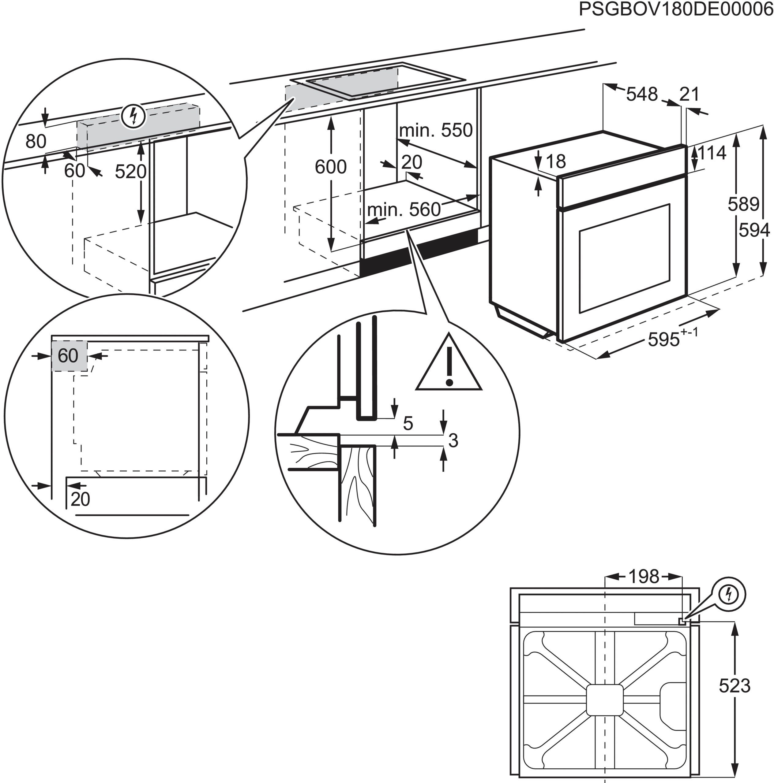 AEG Einbaubackofen BPS33102ZM, Pyrolyse-Selbstreinigung, Backauszug, 2 Paar