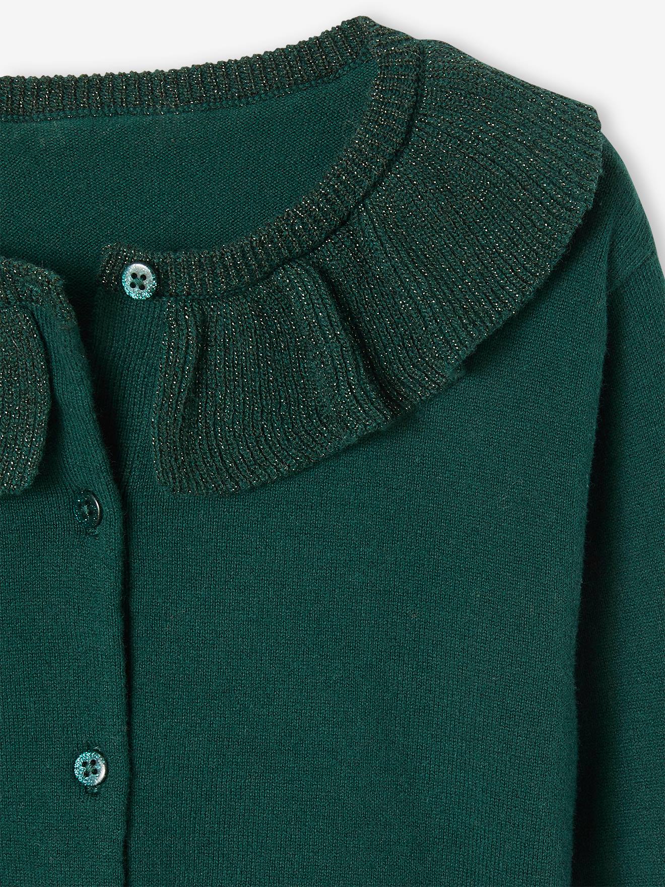 Vertbaudet Mädchen Bolero mit Kragen, Glitzeroptik - grün