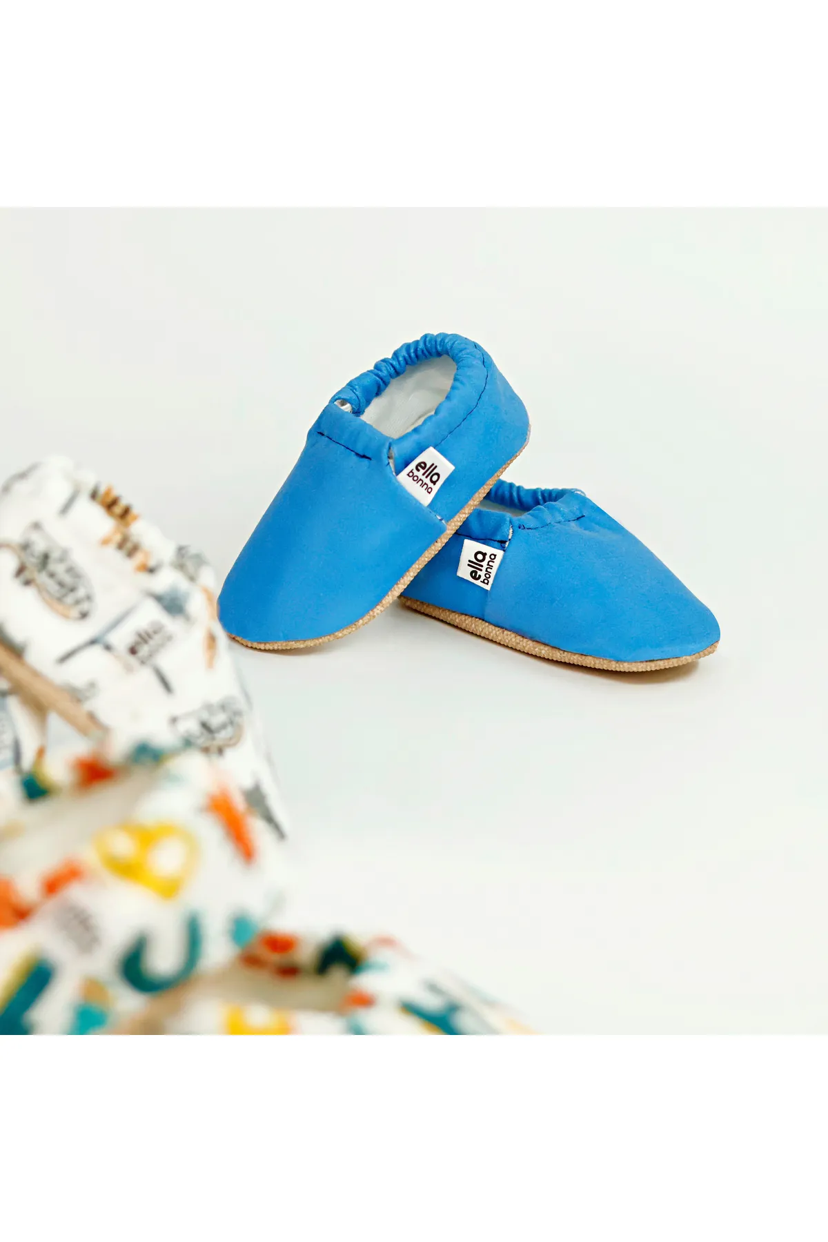 Ella Bonna  Blaue Babyschuhe mit rutschfester Sohle, Heimstiefel, Hausschuhe, Kinderzimmerschuhe, Hausschuhe