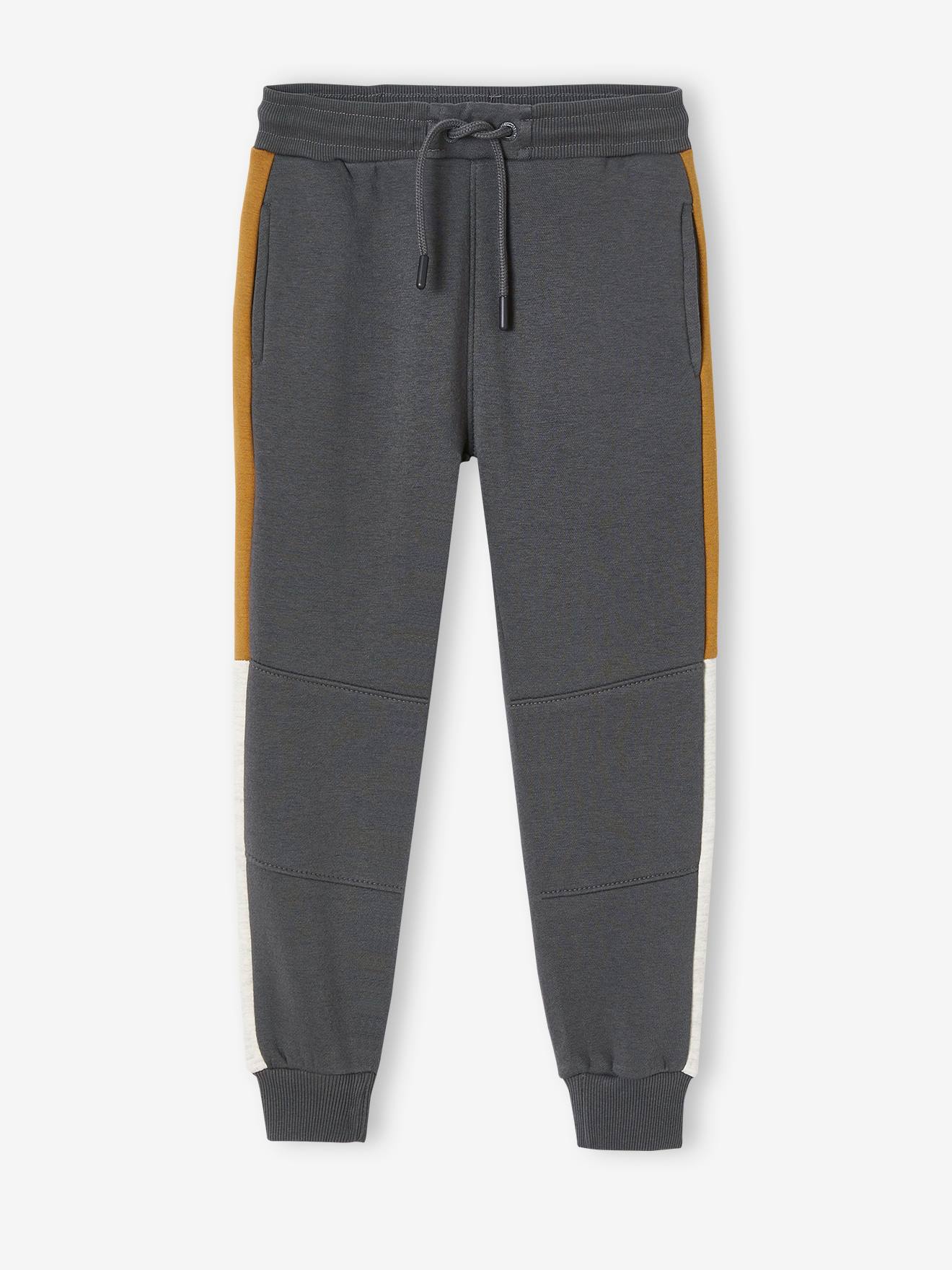 Pantalon jogging bandes côtés garçon. vert sapin