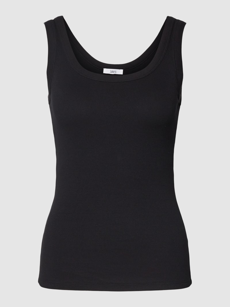 Tanktop mit Rundhalsausschnitt in Ripp-Optik in schwarz
