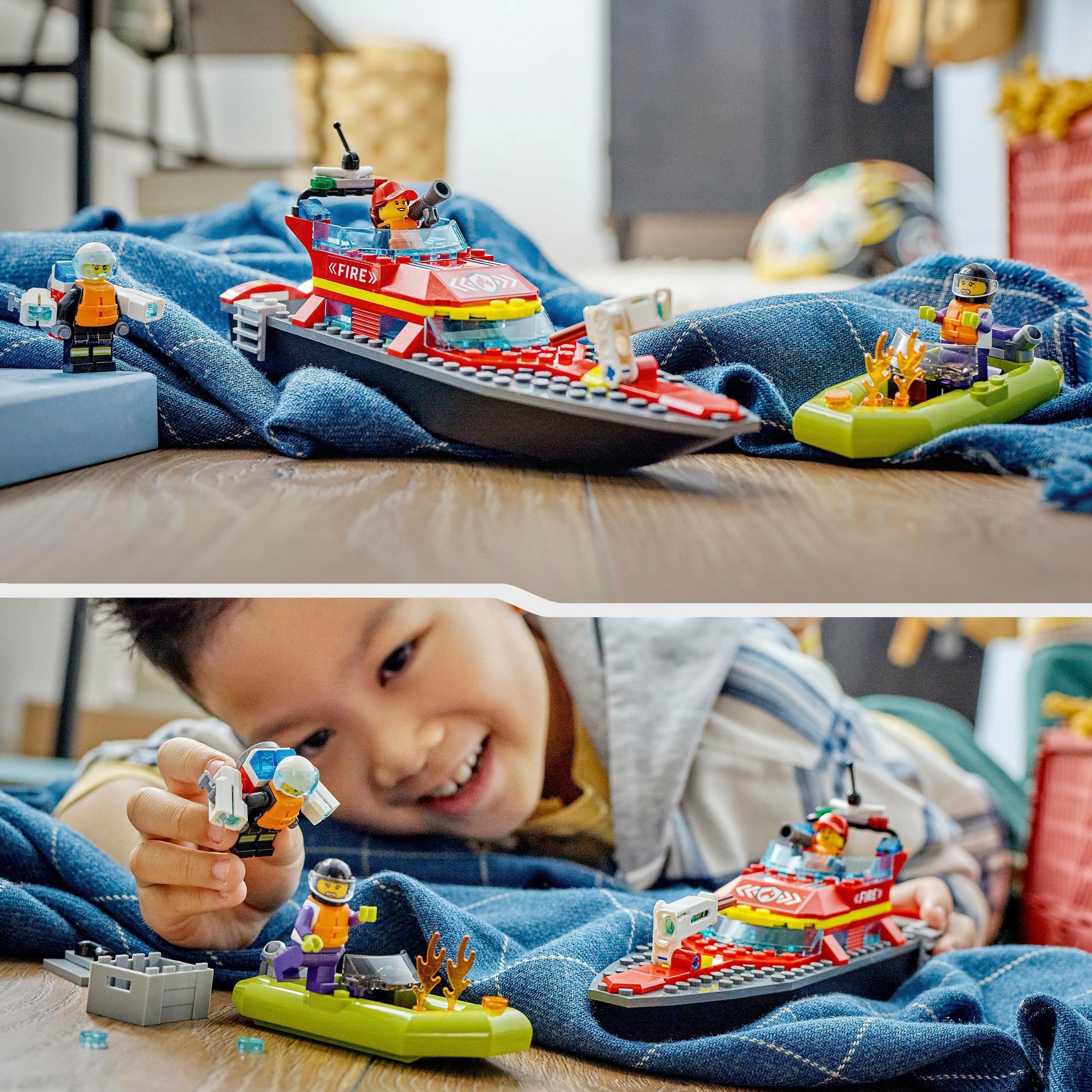 LEGO® Konstruktionsspielsteine Feuerwehrboot (60373), LEGO® City, (144 St), Made in Europe