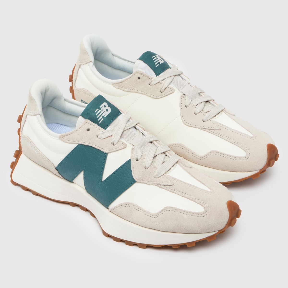 New Balance 327 träningsskor i vitt och grönt