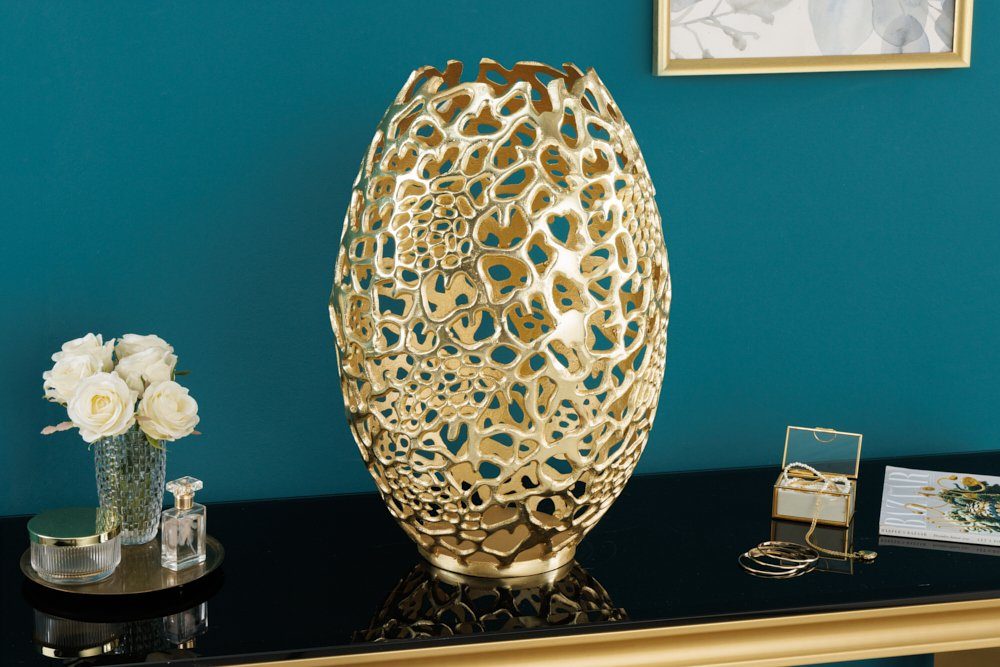 riess-ambiente Dekovase ABSTRACT LEAF 50cm gold (Einzelartikel, 1 St), Wohnzimmer · Handmade · Metall · Vase · Gold-Optik · Schlafzimmer