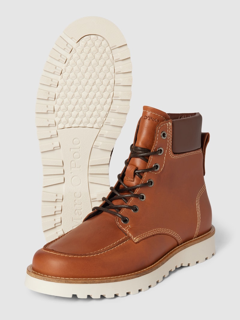 Boots mit Label-Details Modell 'JACK' in cognac