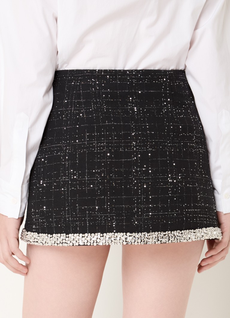 Maje mini culottes with tweed look and rhinestones