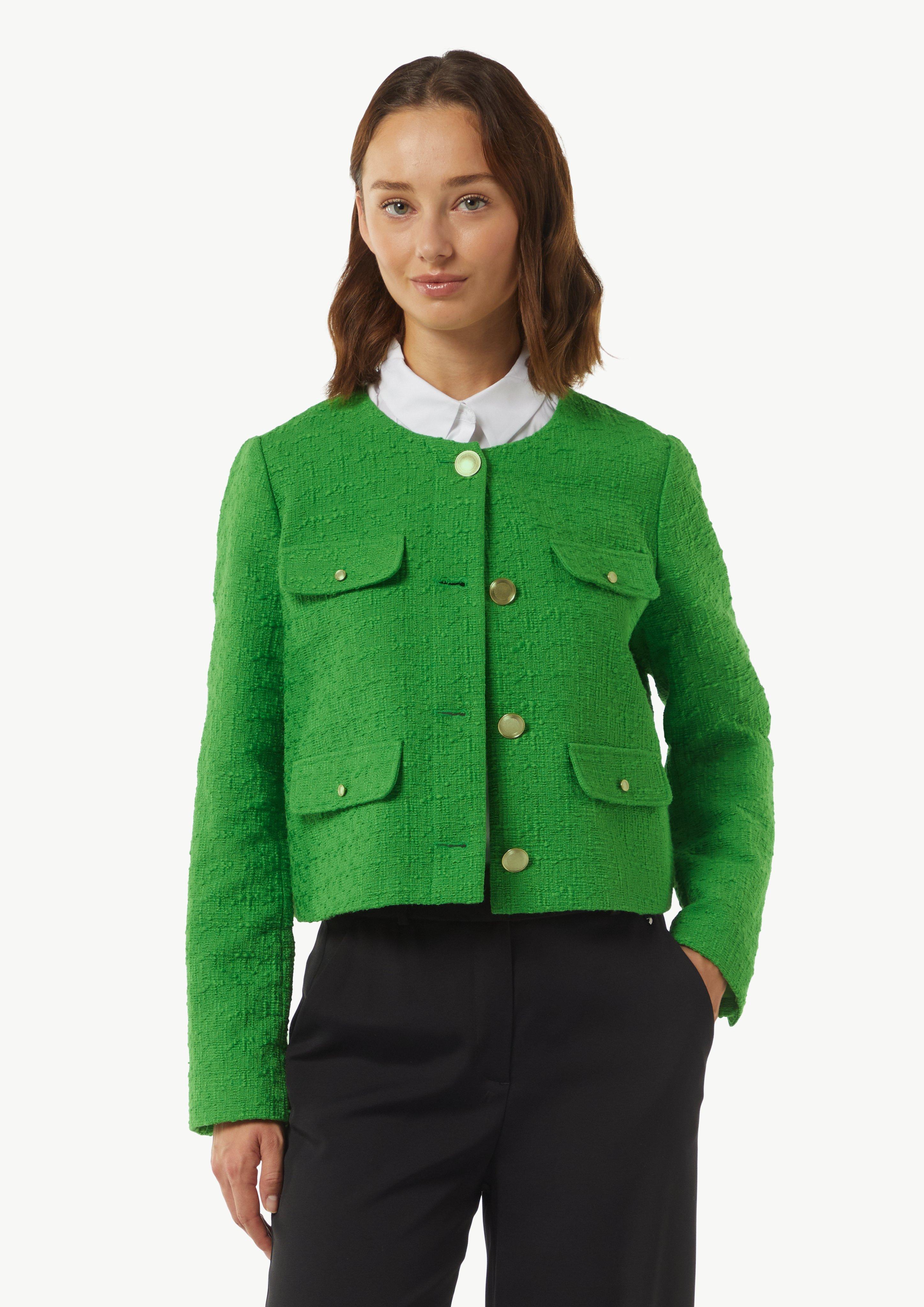 Kurze Bouclé-Jacke aus Baumwolle - hellgrün