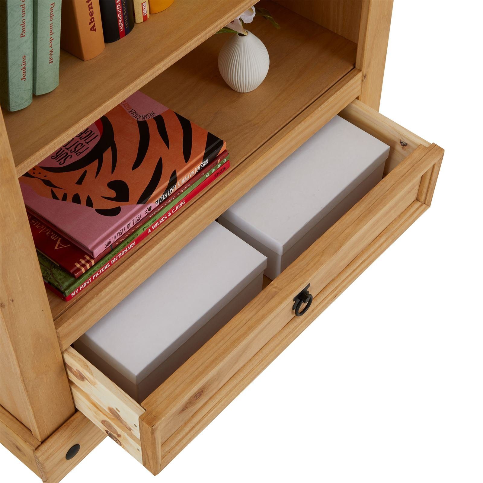CARO-Möbel Bücherregal SALSA, Regal Bücherregal Bücherschrank Mexiko-Stil Mexico Möbel Kiefer massiv