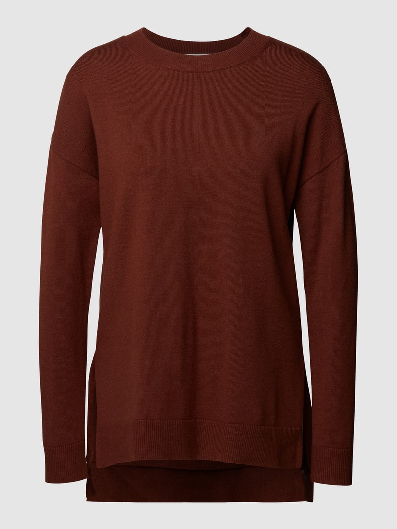 Longsleeve mit Seitenschlitzen in dunkelbraun